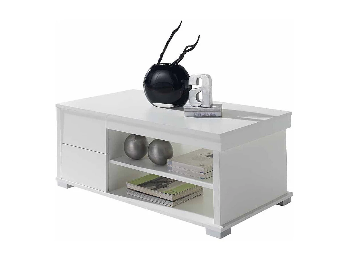 Couchtisch mit hochklappbarer Tischplatte Weiß