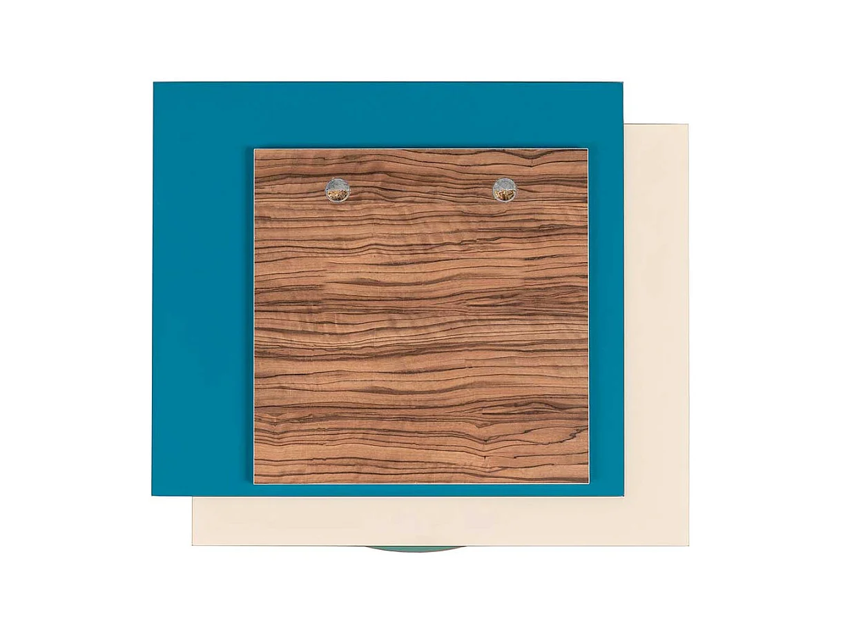 Design Spiegel in Petrol und Weiß rund