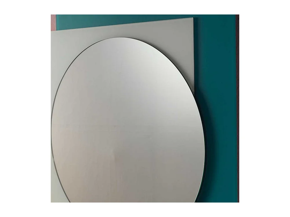 Design Spiegel in Petrol und Weiß rund