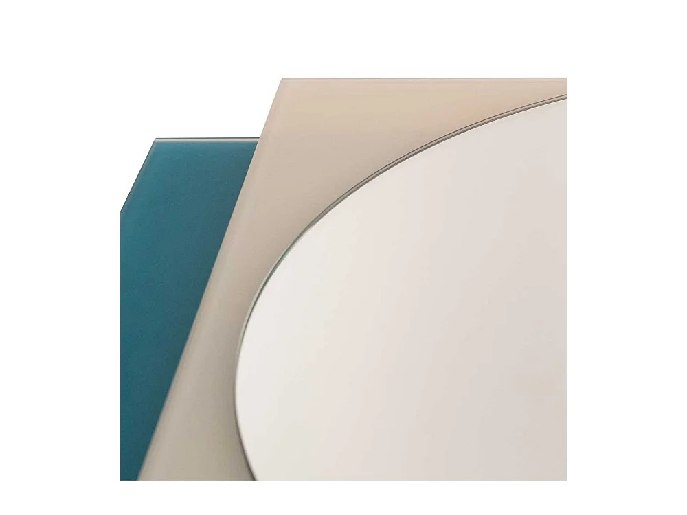 Design Spiegel in Petrol und Weiß rund