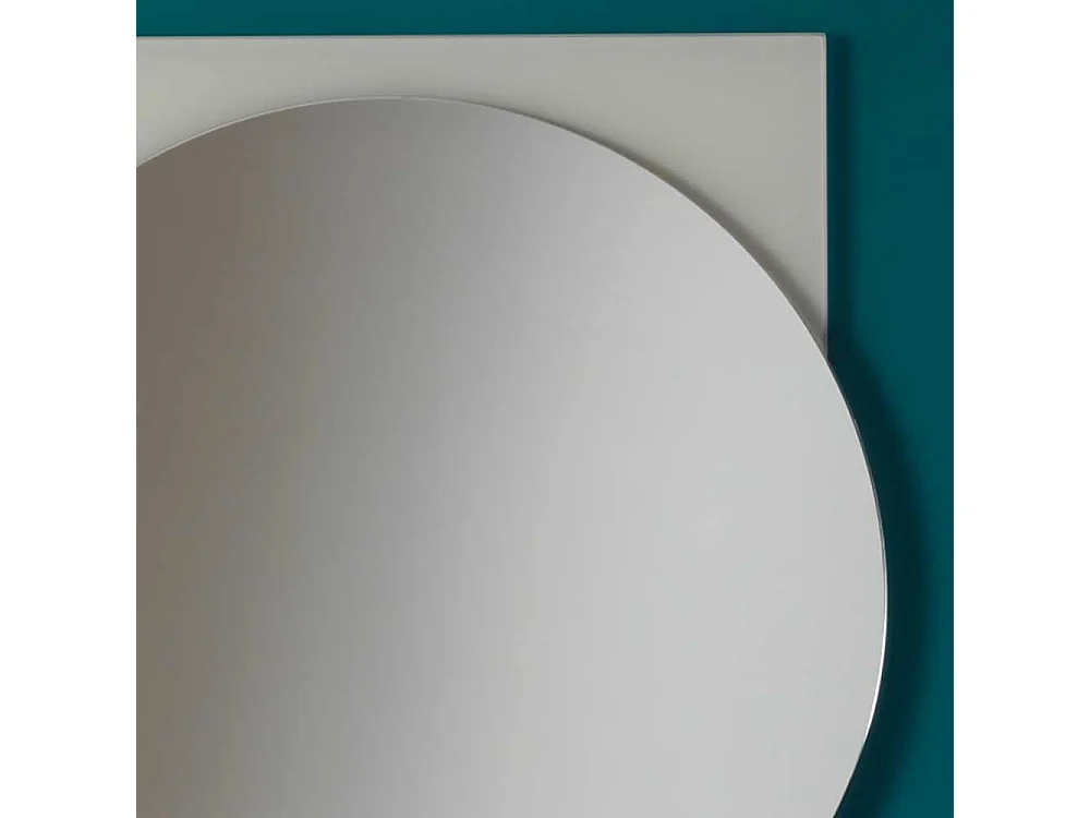 Design Spiegel in Petrol und Weiß rund