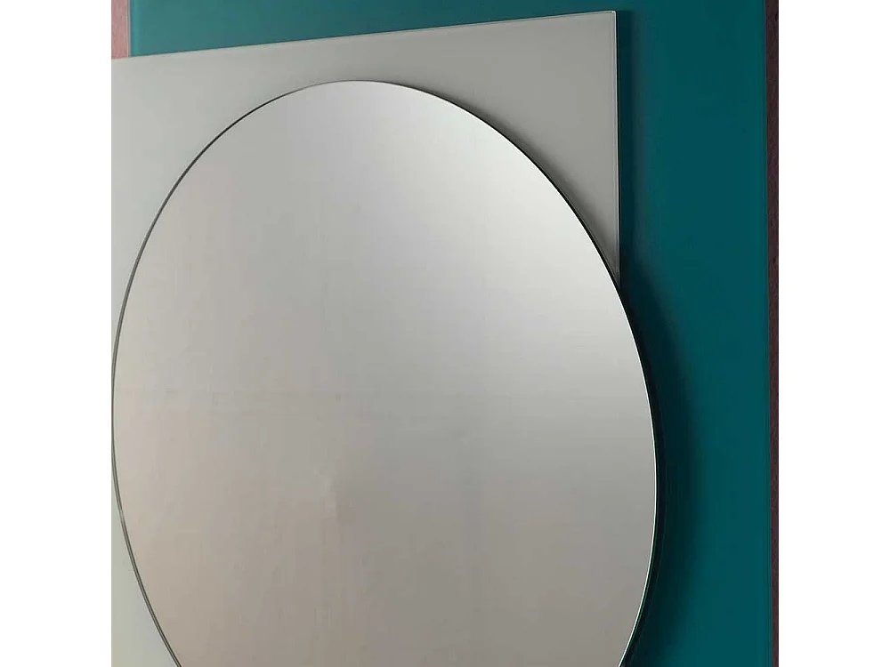 Design Spiegel in Petrol und Weiß rund