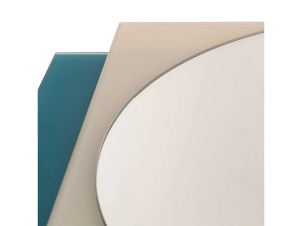 Design Spiegel in Petrol und Weiß rund