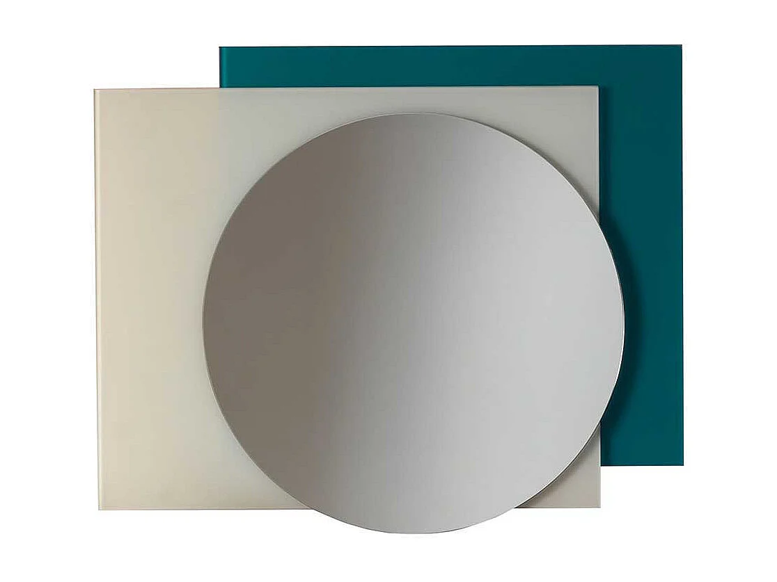 Design Spiegel in Petrol und Weiß rund