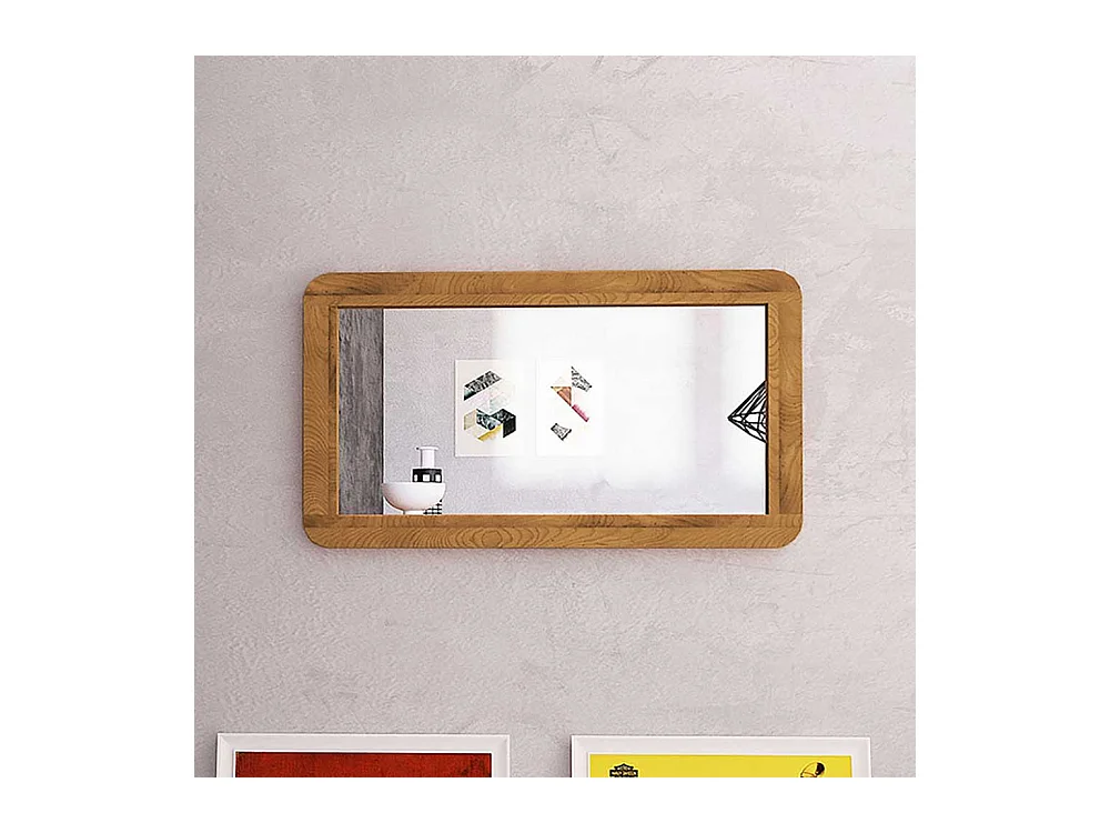 Wandspiegel aus Wildeiche Massivholz und Spiegelglas 60 cm hoch