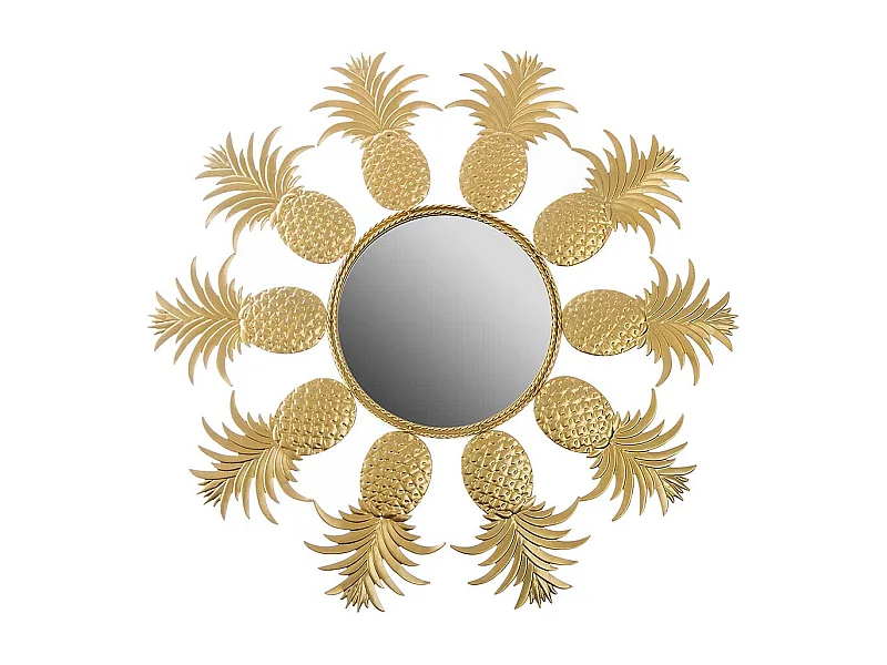 Ananas Spiegel mit Metallrahmen Goldfarben