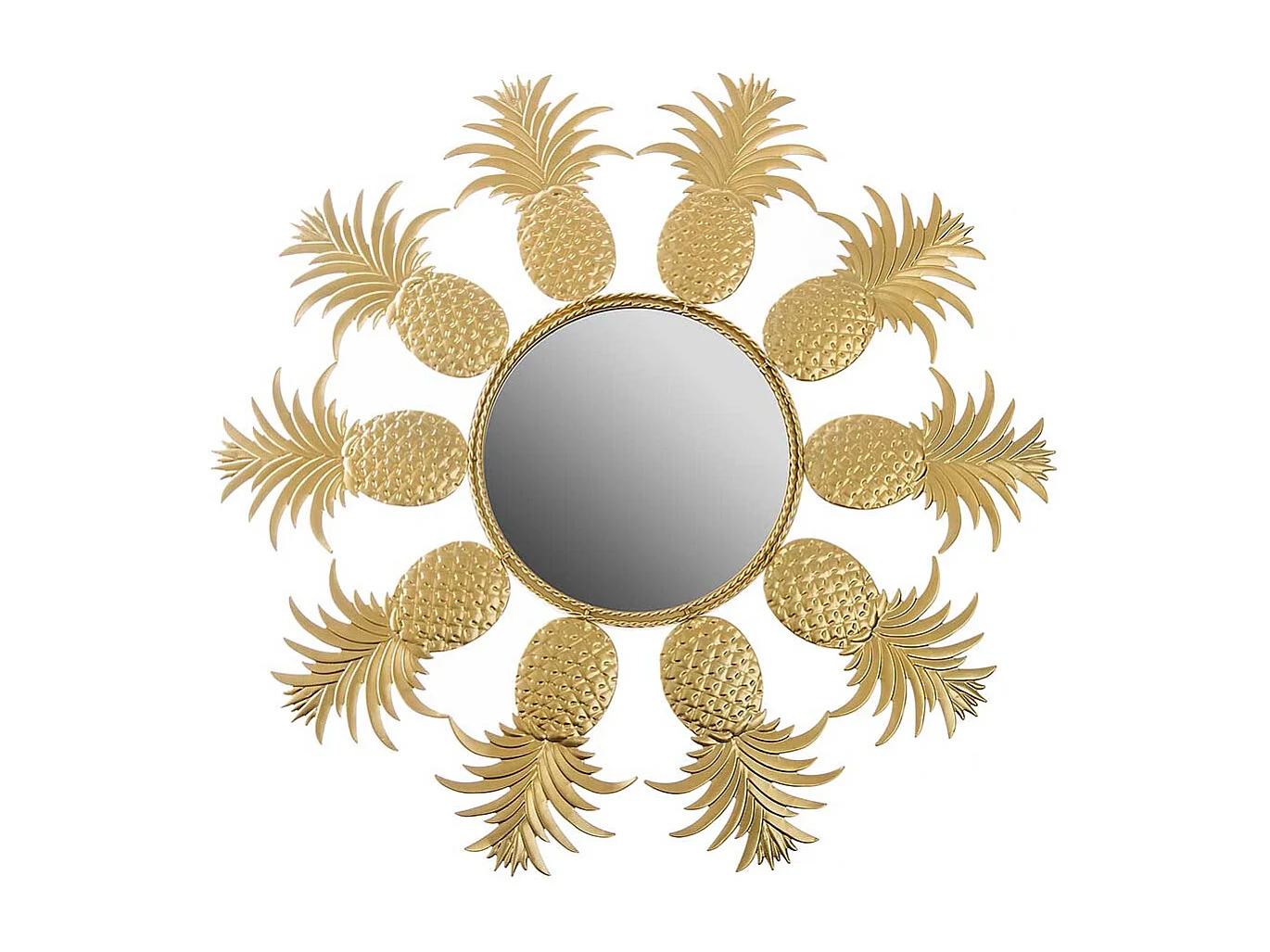 Ananas Spiegel mit Metallrahmen Goldfarben