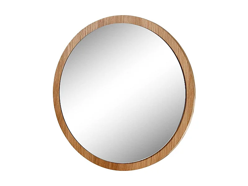 Moderner Wandspiegel mit Eiche Furnier Rahmen runder Form
