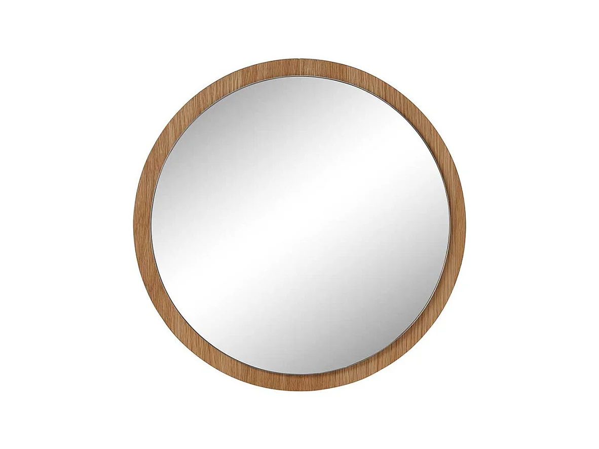 Moderner Wandspiegel mit Eiche Furnier Rahmen runder Form