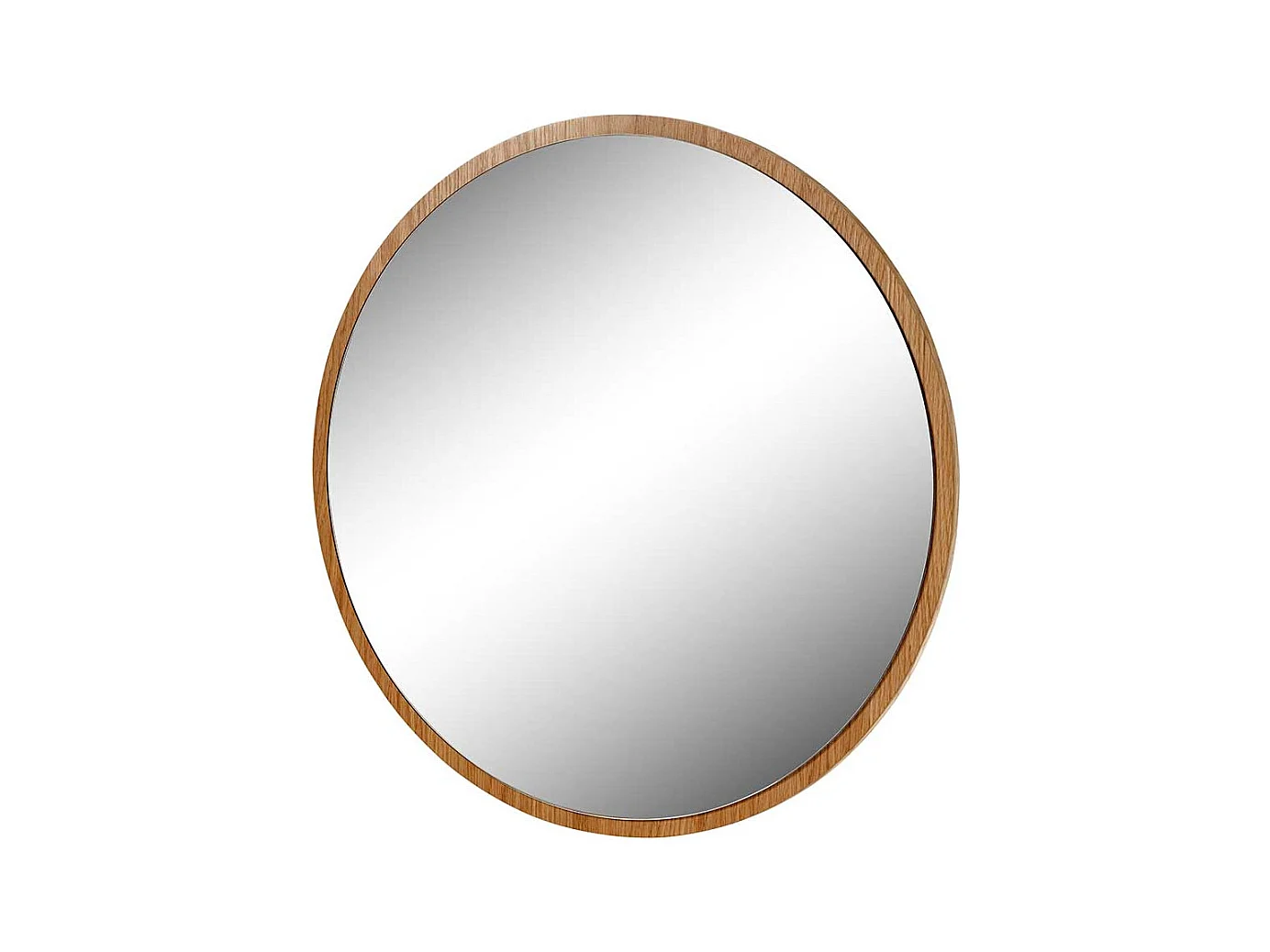 Moderner Wandspiegel mit Eiche Furnier Rahmen runder Form