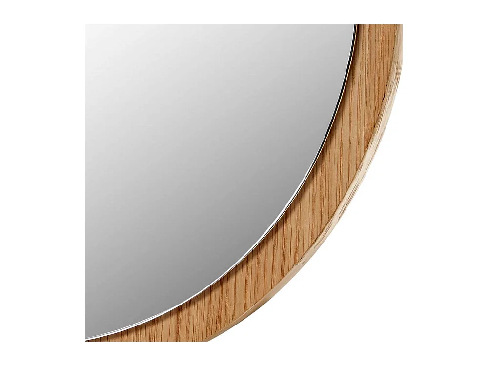 Moderner Wandspiegel mit Eiche Furnier Rahmen runder Form