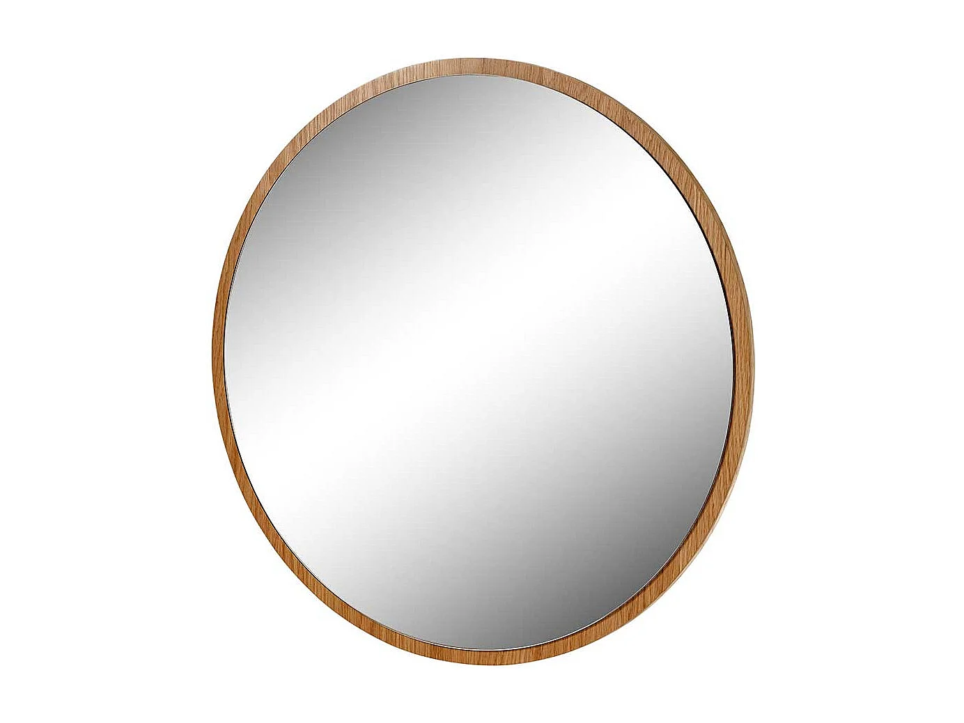 Moderner Wandspiegel mit Eiche Furnier Rahmen runder Form