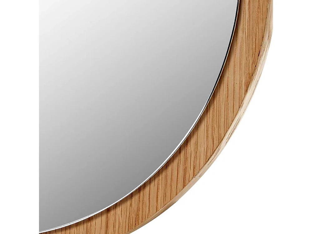 Moderner Wandspiegel mit Eiche Furnier Rahmen runder Form