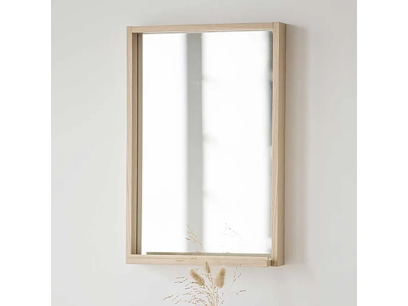 Flurspiegel mit Ablage in Holz White Wash 40 cm breit - 60 cm hoch