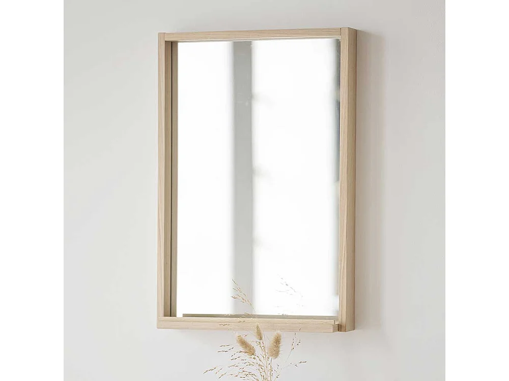 Flurspiegel mit Ablage in Holz White Wash 40 cm breit - 60 cm hoch