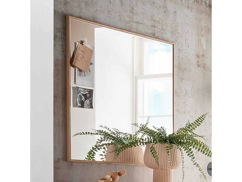 Wandspiegel Glasspiegel mit Holzrahmen in quadratischer Form