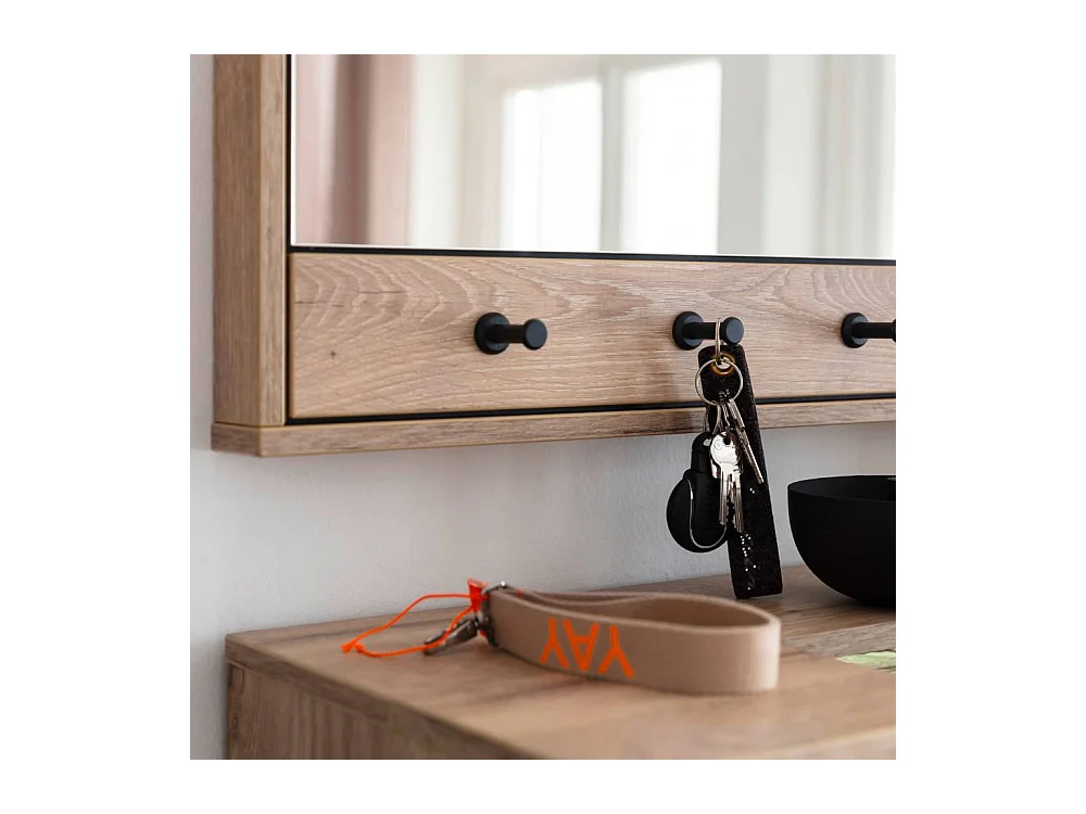 Wandspiegel Garderobenspiegel mit Holzwerkstoffrahmen in Wildeichefarben