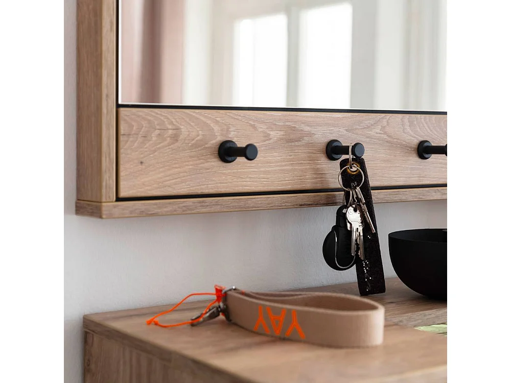 Wandspiegel Garderobenspiegel mit Holzwerkstoffrahmen in Wildeichefarben