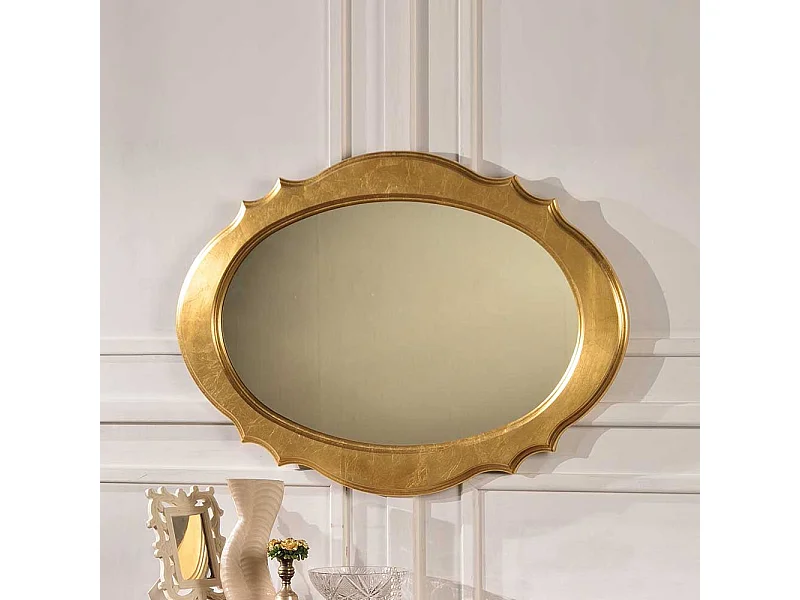 Flurspiegel in Goldfarben ovale Form