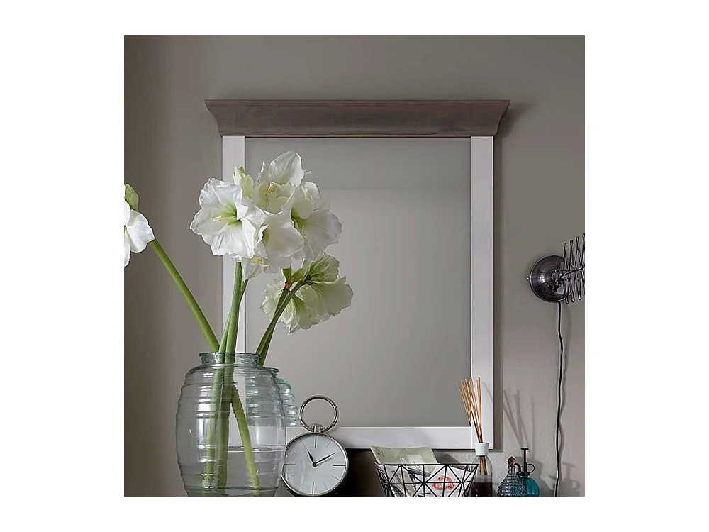 Garderobenspiegel in Weiß Grau Kiefer massiv