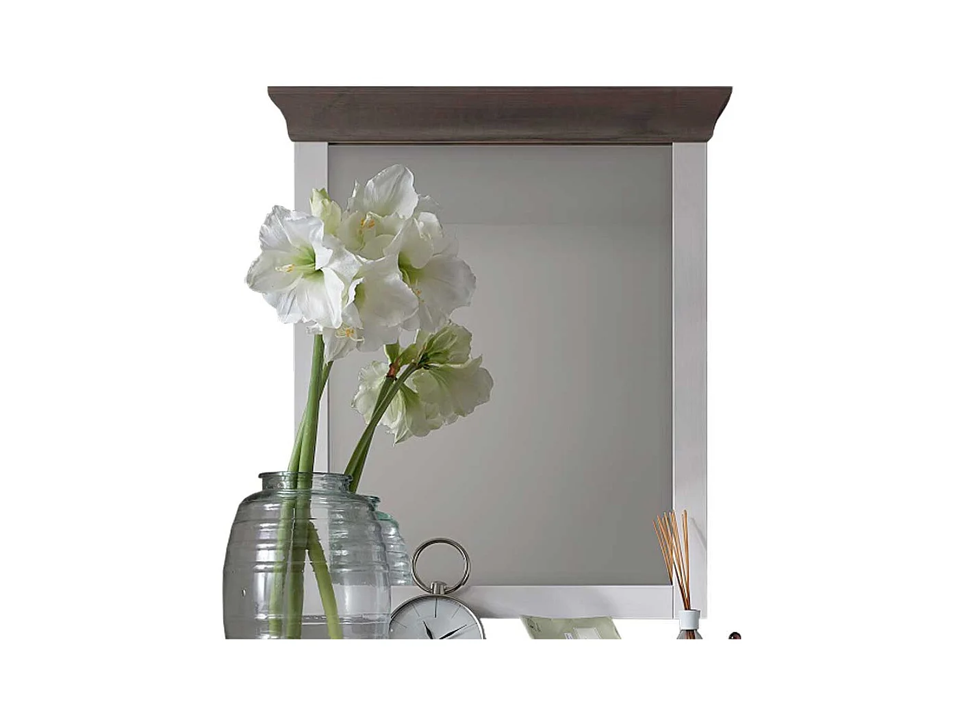 Garderobenspiegel in Weiß Grau Kiefer massiv