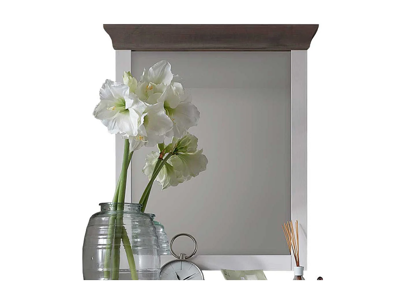 Garderobenspiegel in Weiß Grau Kiefer massiv