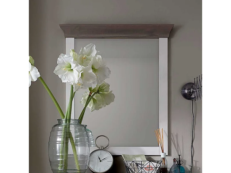 Garderobenspiegel in Weiß Grau Kiefer massiv