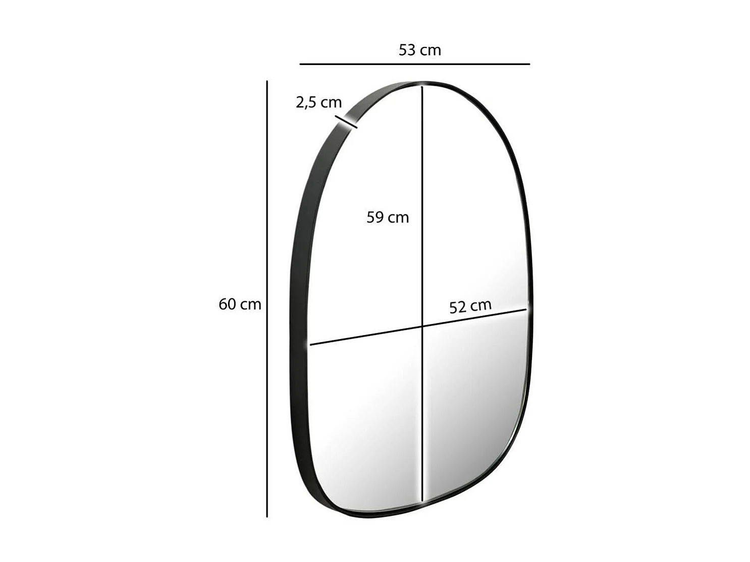 Wandspiegel Flurspiegel in organischer Form mit Metallrahmen