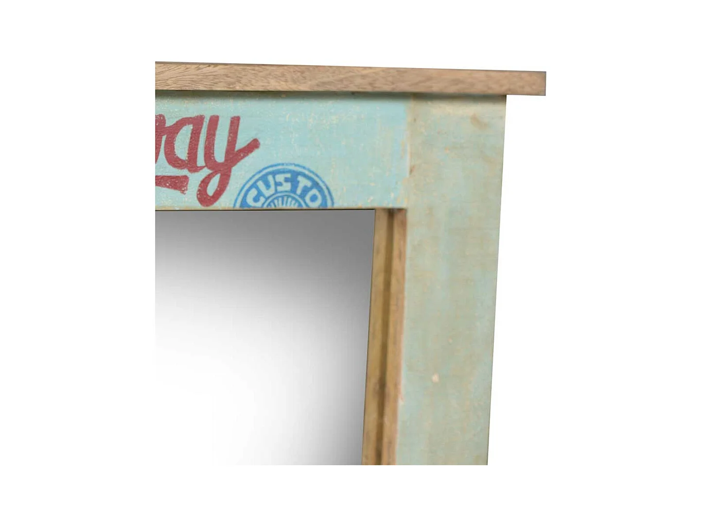 Garderobenspiegel aus Recyclingholz Bunt