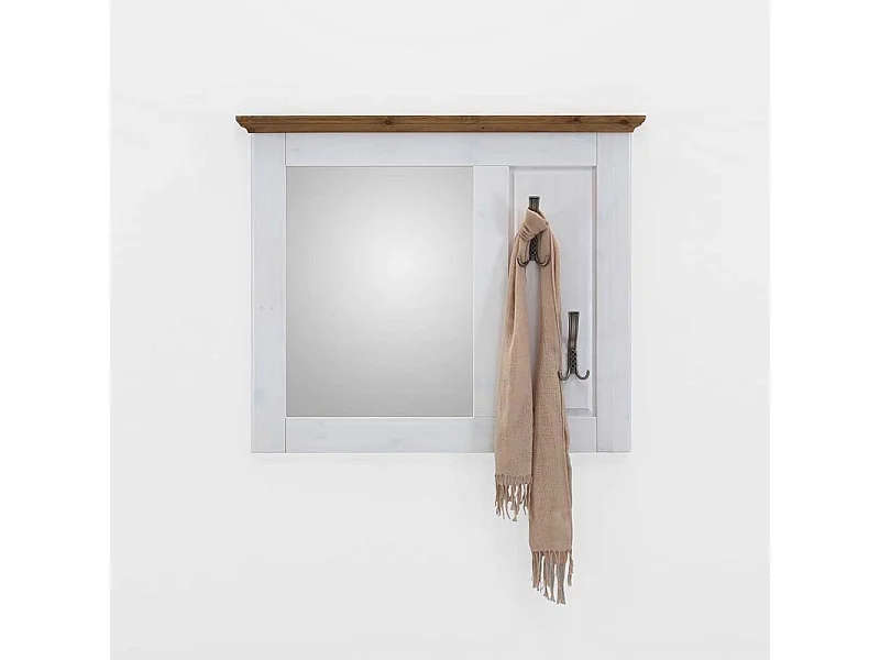 Landhaus Wandspiegel in Weiß mit Haken