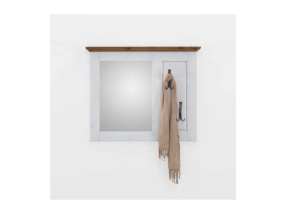 Landhaus Wandspiegel in Weiß mit Haken