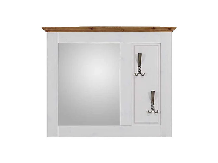 Landhaus Wandspiegel in Weiß mit Haken