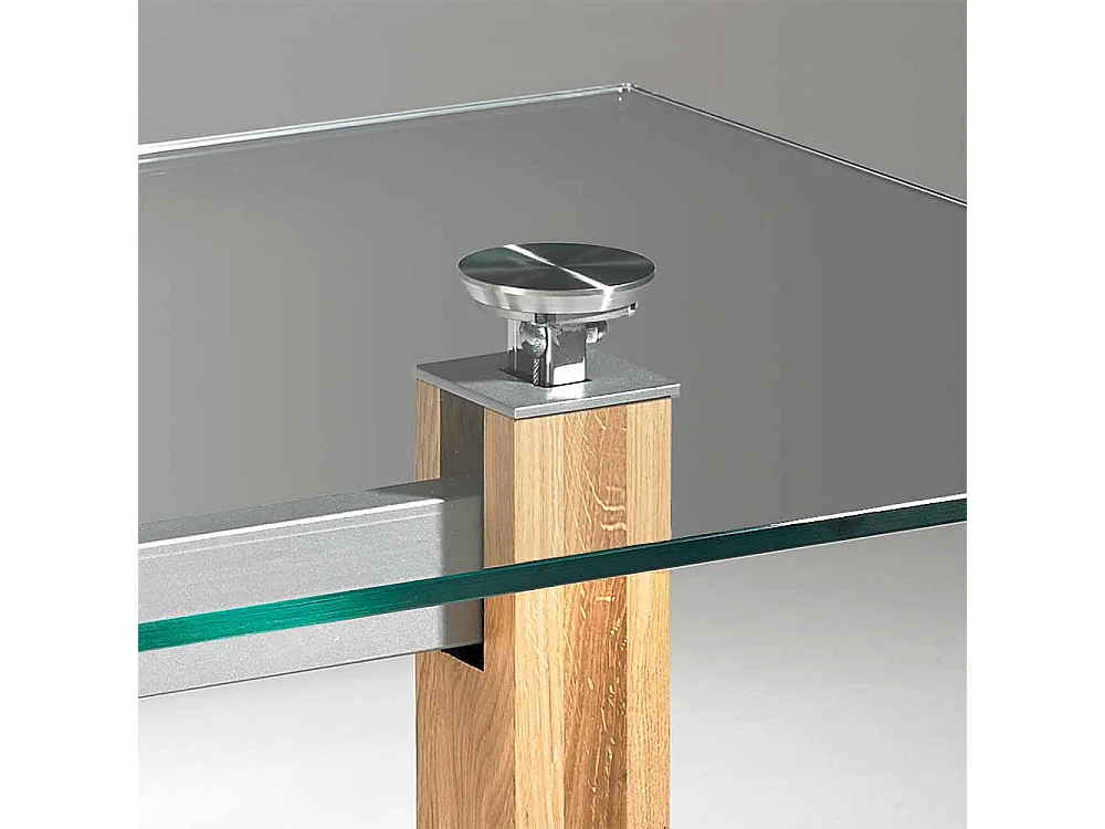 Wohnzimmer Couchtisch aus Glas Eiche massiv