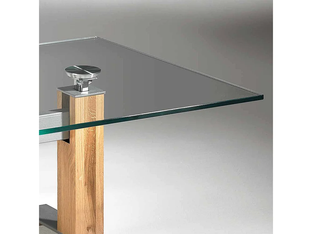 Wohnzimmer Couchtisch aus Glas Eiche massiv
