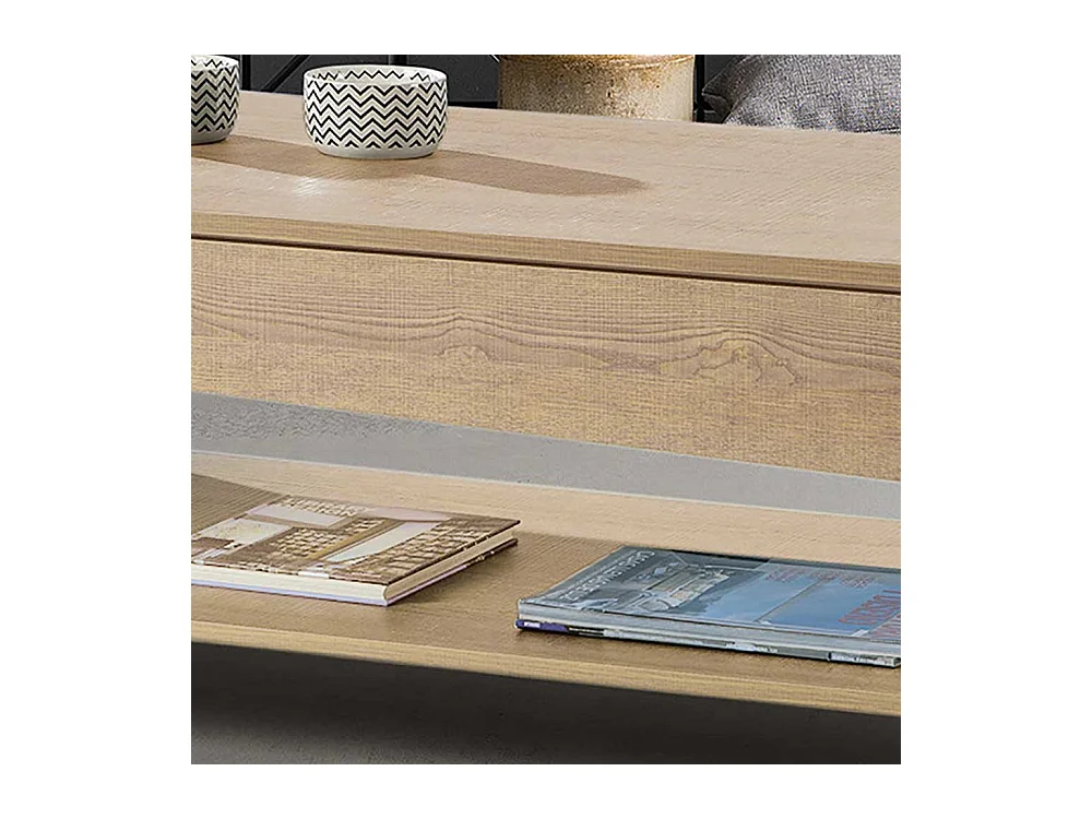 Salontisch in Wildeichefarben und Weiß höhenverstellbar