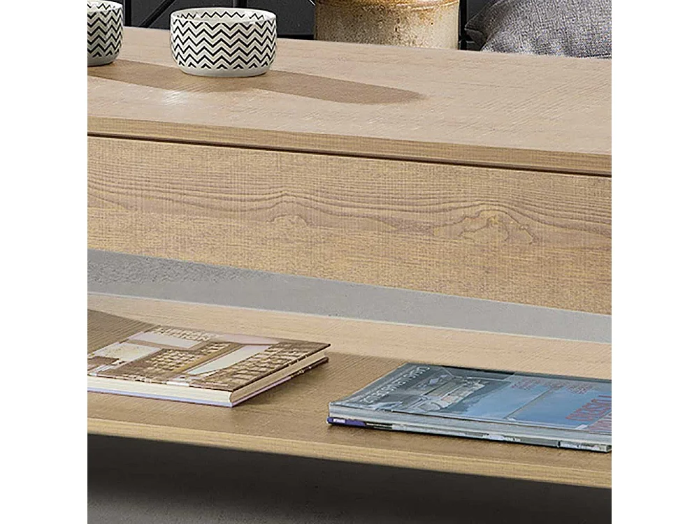 Salontisch in Wildeichefarben und Weiß höhenverstellbar