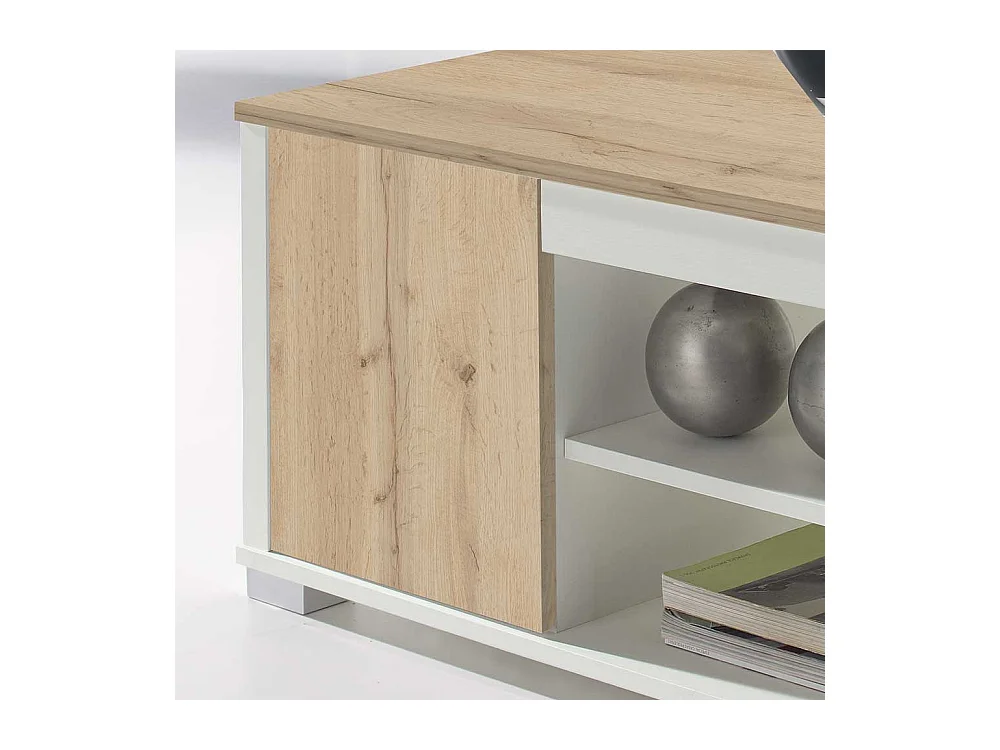 Couchtisch in Weiß und Wildeiche Optik 110 cm breit