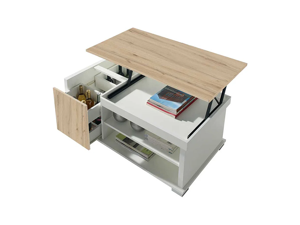 Couchtisch in Weiß und Wildeiche Optik 110 cm breit