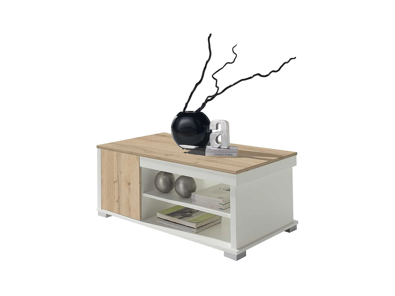 Couchtisch in Weiß und Wildeiche Optik 110 cm breit