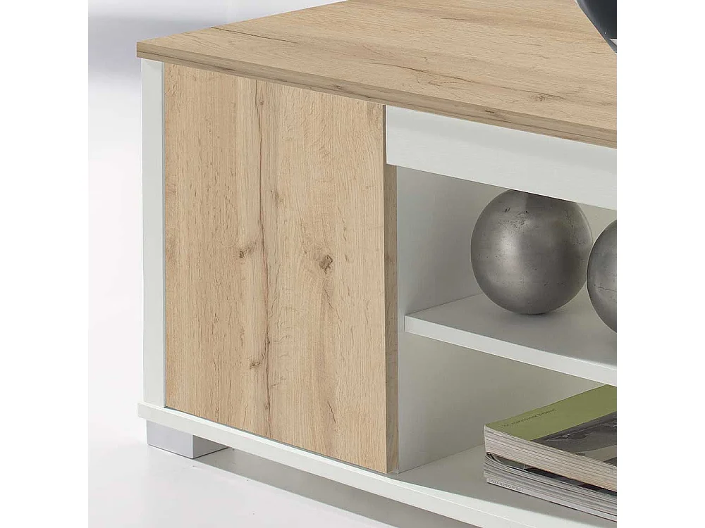 Couchtisch in Weiß und Wildeiche Optik 110 cm breit