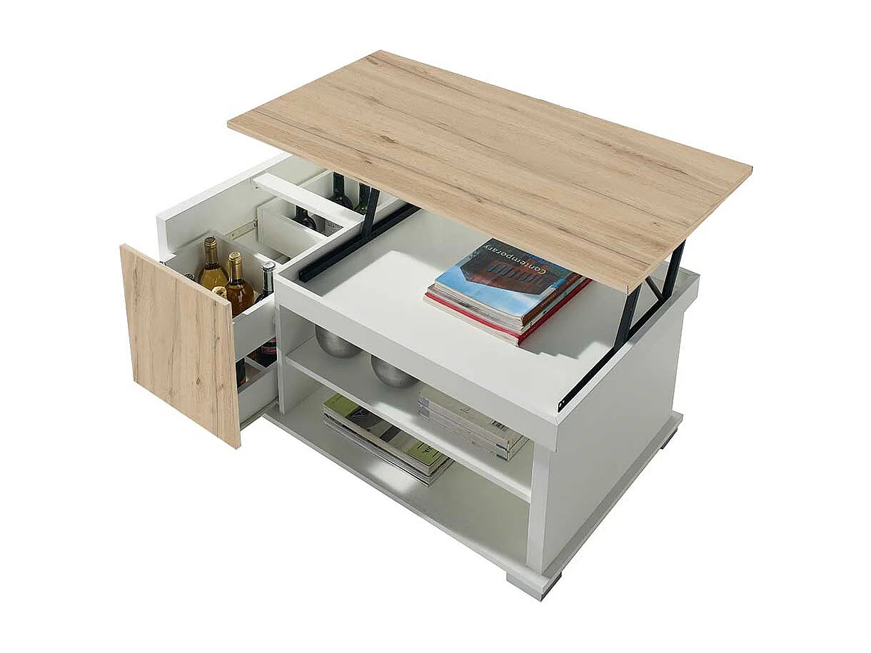 Couchtisch in Weiß und Wildeiche Optik 110 cm breit