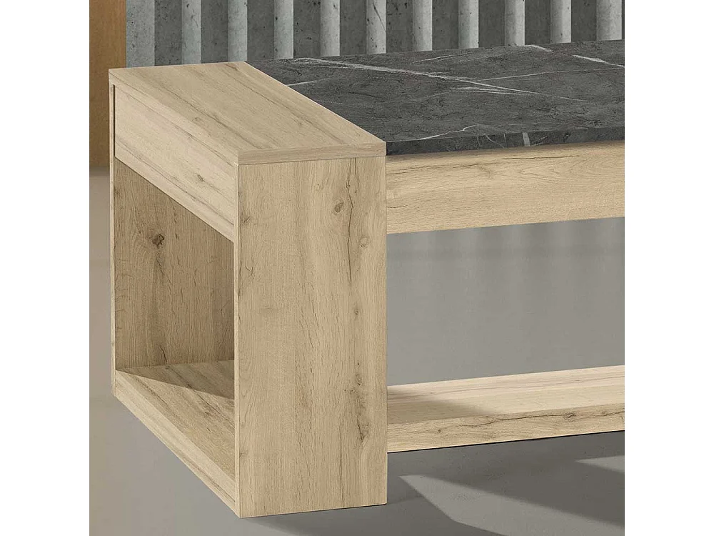 Couchtisch in Wildeichefarben und Dunkelgrau höhenverstellbar