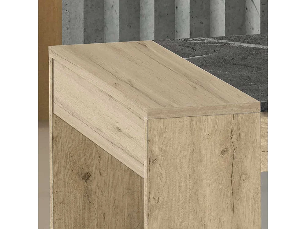 Couchtisch in Wildeichefarben und Dunkelgrau höhenverstellbar