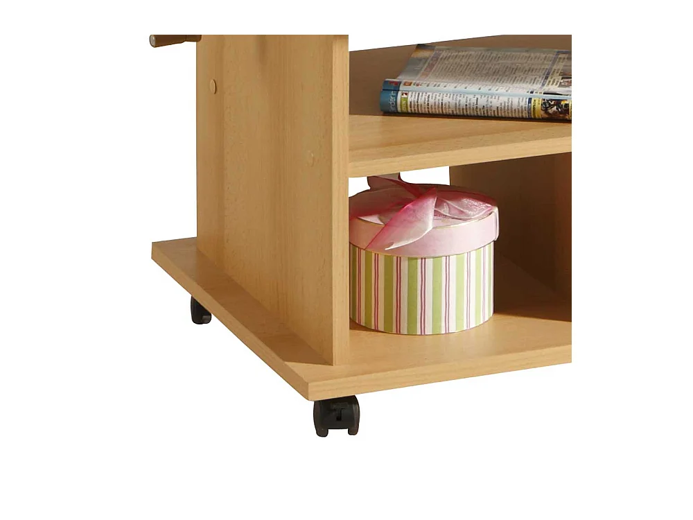 Ausziehbarer Couchtisch aus Buche mit Rollen