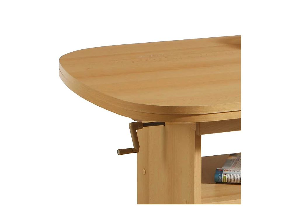 Ausziehbarer Couchtisch aus Buche mit Rollen