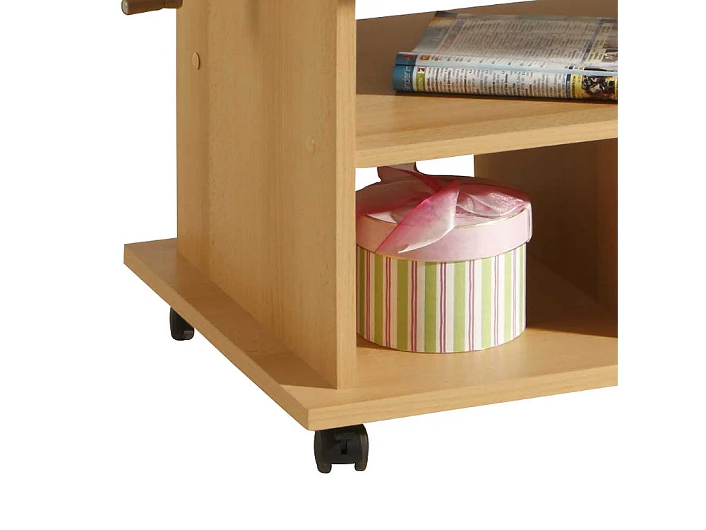 Ausziehbarer Couchtisch aus Buche mit Rollen