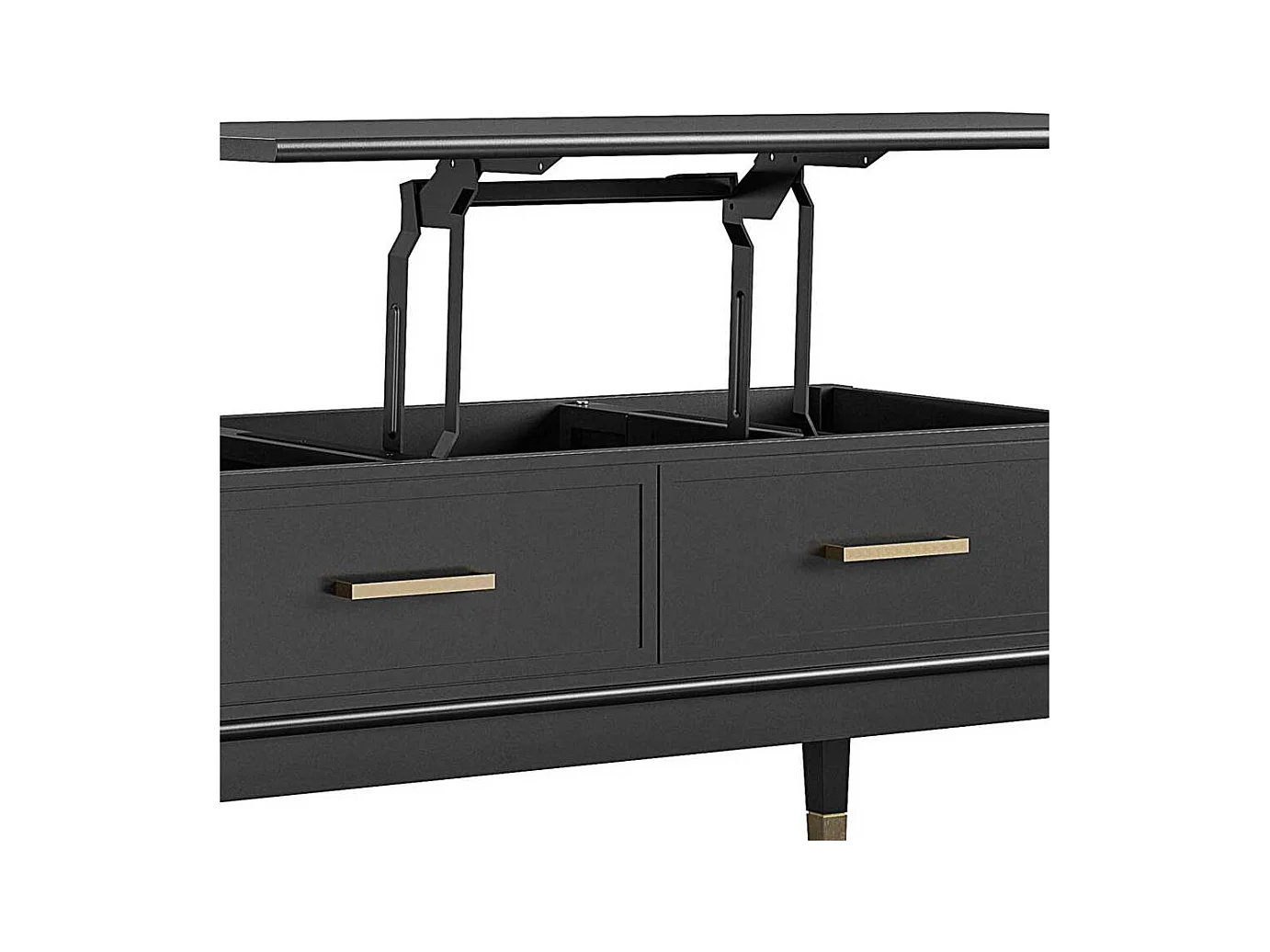 Verstellbarer Couchtisch im Landhausstil Schwarz und Goldfarben