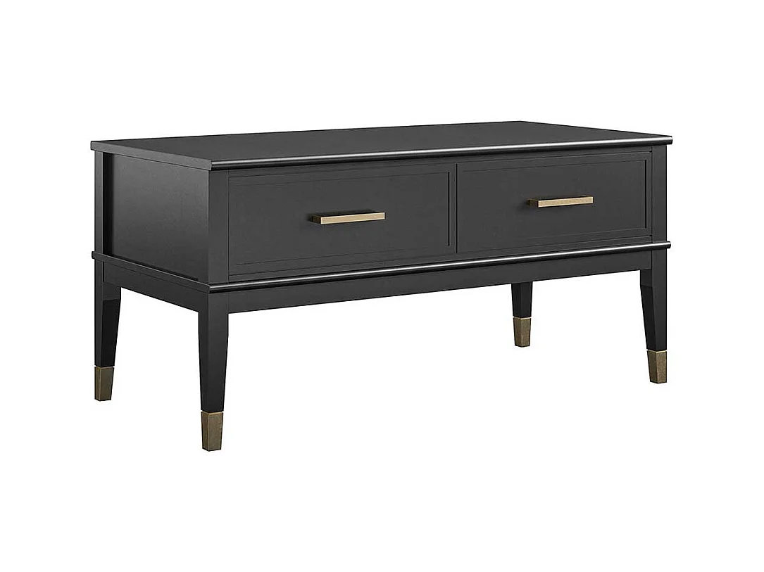 Verstellbarer Couchtisch im Landhausstil Schwarz und Goldfarben