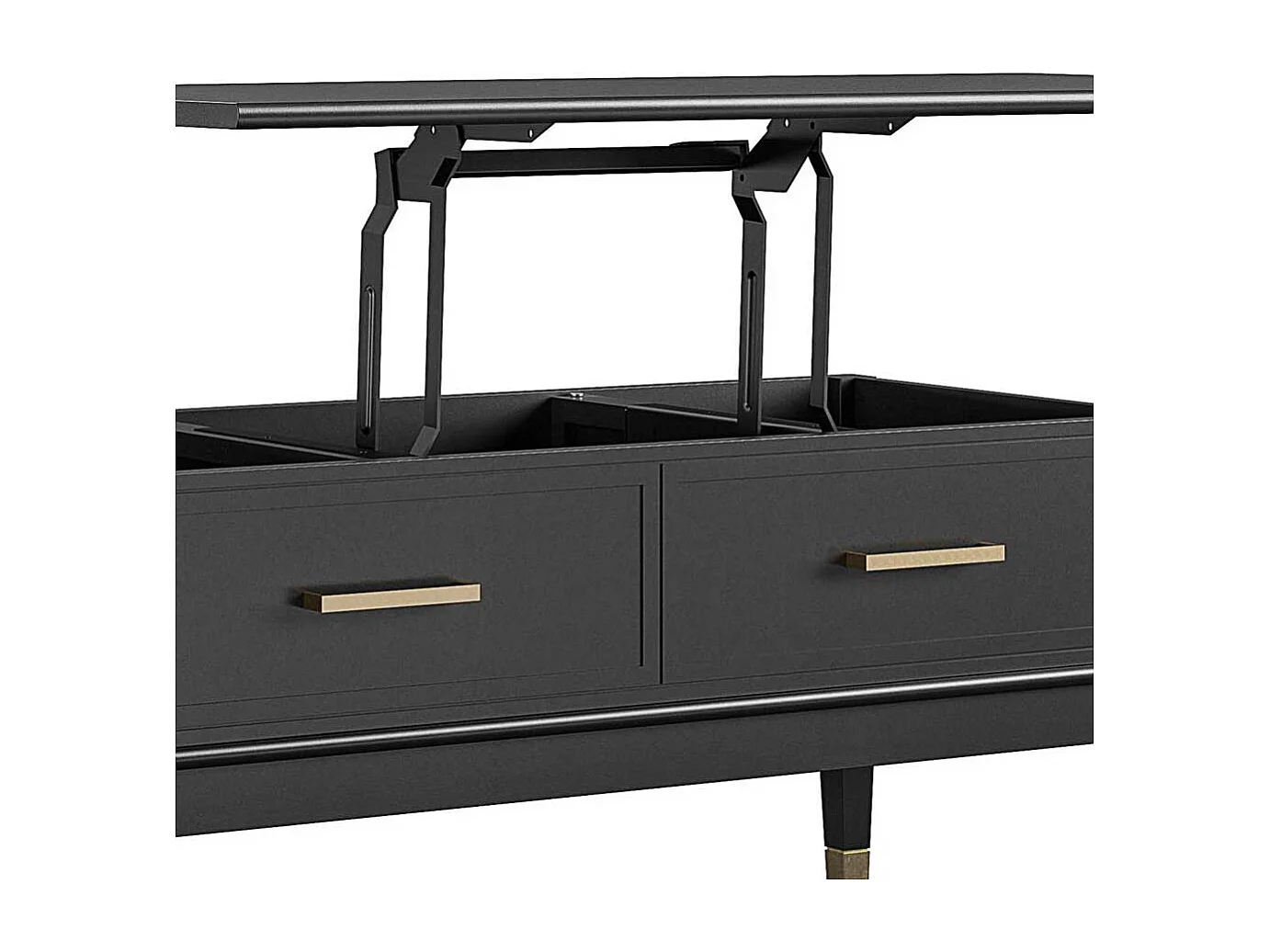 Verstellbarer Couchtisch im Landhausstil Schwarz und Goldfarben