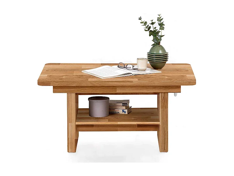 Verstellbarer Sofatisch aus Eiche Massivholz Wangen Gestell